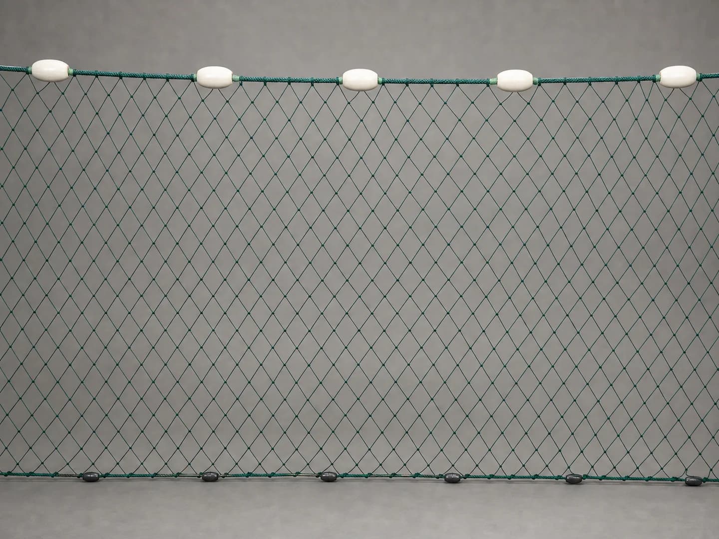 Commercial gill net with floats and weighted line