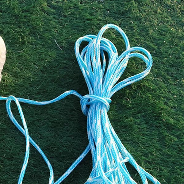 Blue cast net hand line and rope detail