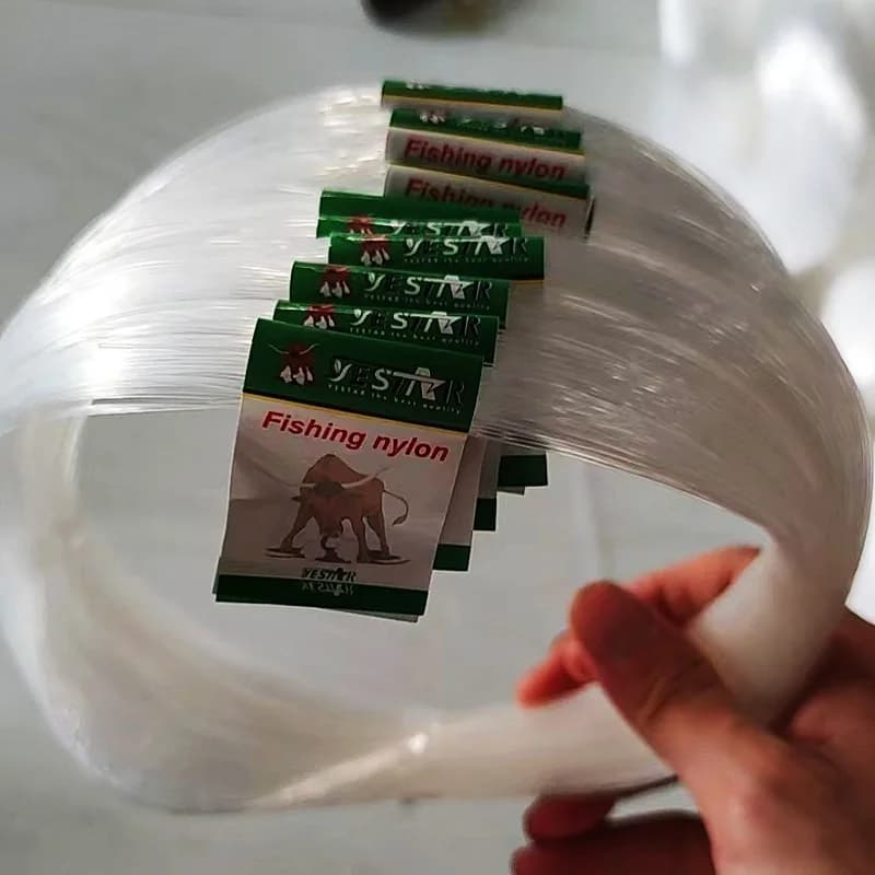 Clear nylon monofilament fishing line coil