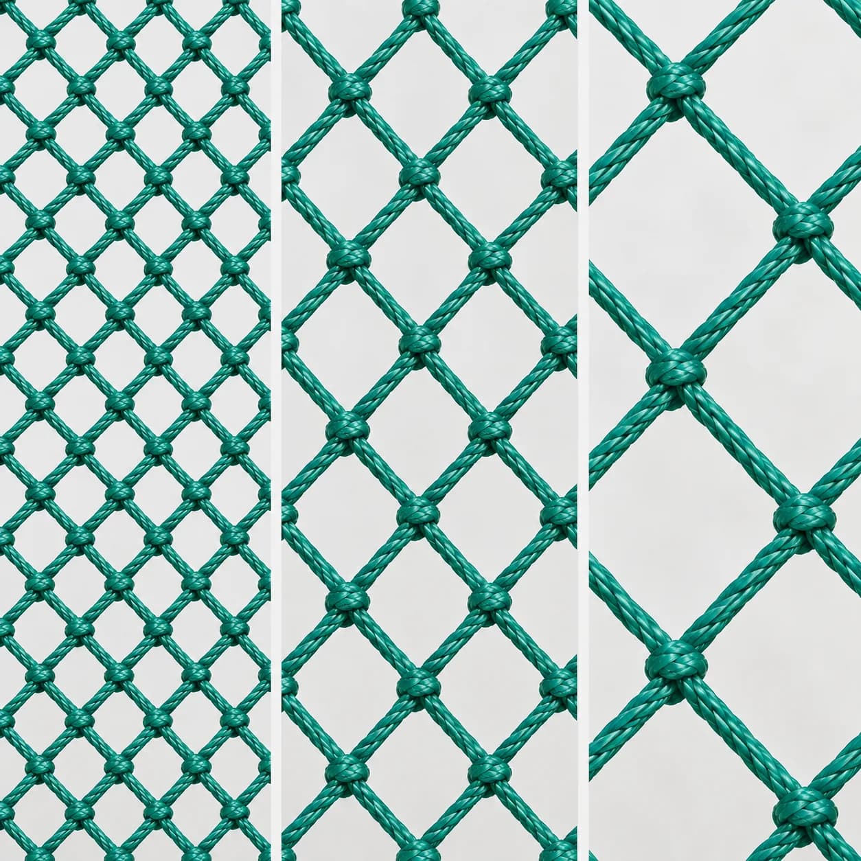 Comparison of different fishing net mesh sizes