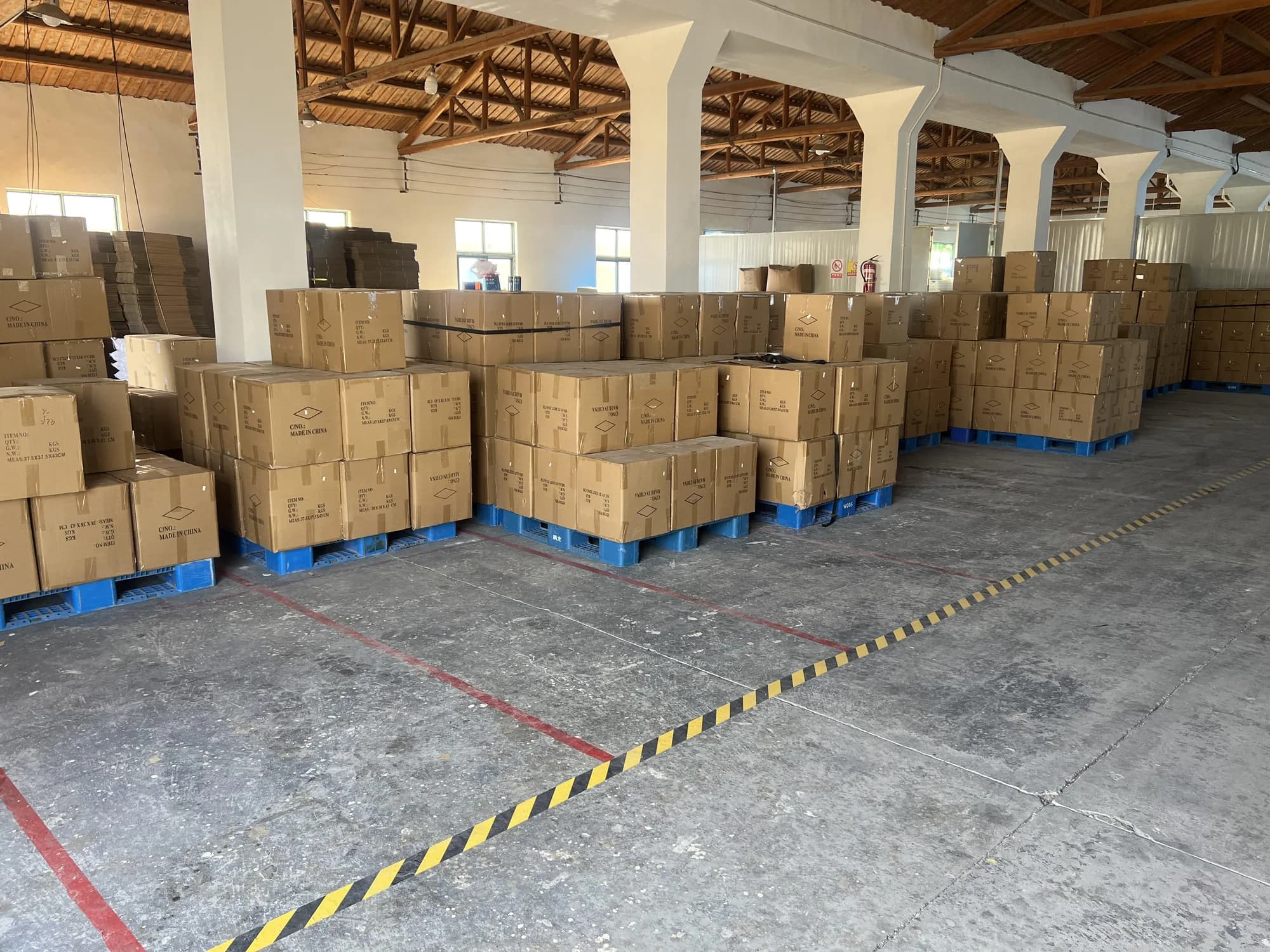 Packed fishing net products prepared for international supply